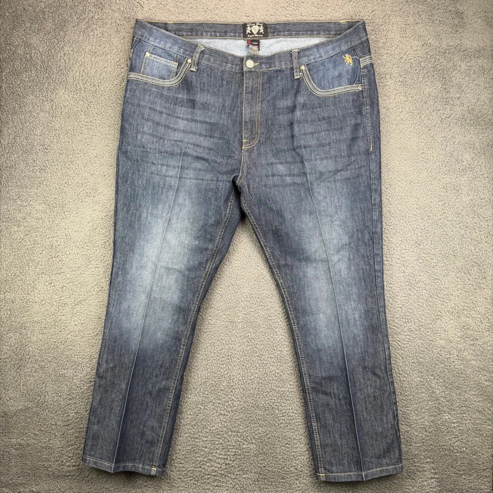 English Laundry Lions Crest Mens 44x30 Dark Wash Straight Leg Jeans Y2k Skater